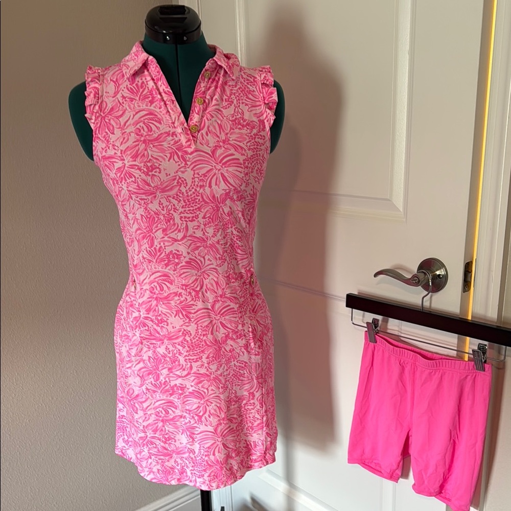 Lilly Pulitzer XXS- Pink Floral Sleeveless Dress with Shorts